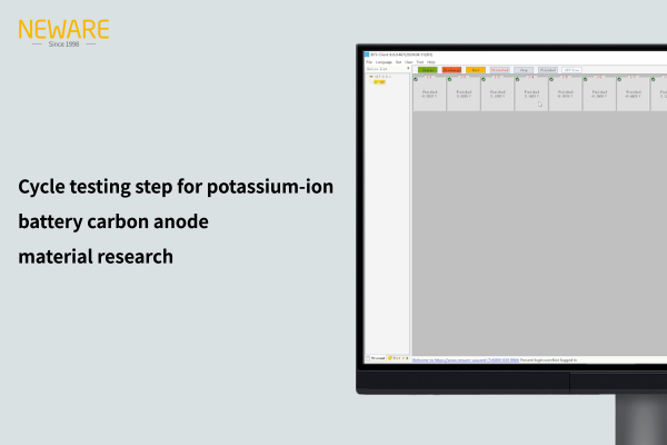 Cycle testing step for potassium-ion battery carbon anode material research