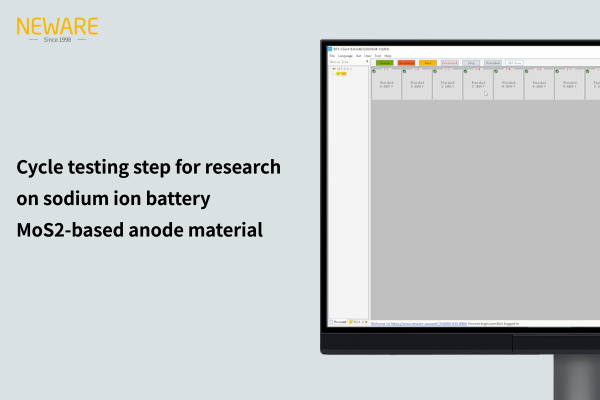 Cycle testing step for research on sodium ion battery MoS2-based anode material