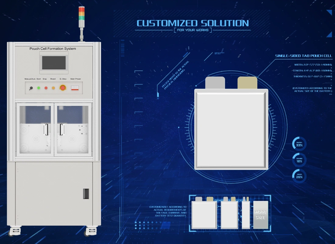 High Temperature Pressure Formation Machine - Pouch Cells Automated Production and Testing Equipment, compatible with multiple battery sizes