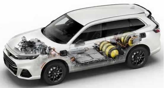 Internal structure of a hydrogen fuel cell vehicle (Honda CR-V e:FCEV)