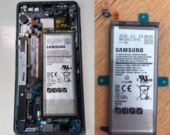 Left - Samsung Galaxy Note 7 Battery, Right - Samsung Galaxy Note 8 Battery