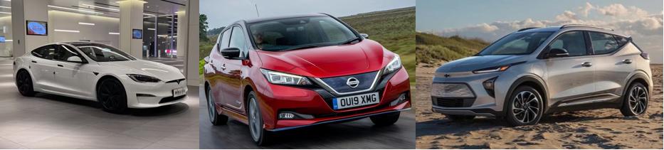 several 400V platform electric vehicles (Tesla Model S, Nissan Leaf, Chevrolet Bolt)