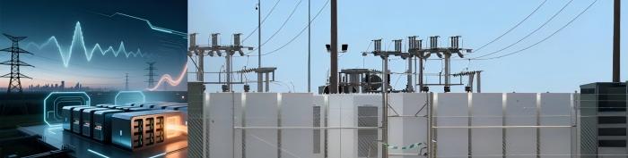 Left Conceptual Diagram of Battery Regulating the Power Grid; Right Actual Project of an Energy Storage Station Connected to the Grid