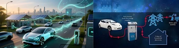 Concept and Schematic Diagram of Electric Vehicle Connected to the Grid (Vehicle-to-Grid, V2G)