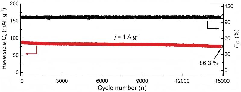 Long-term cycling performance curve at a current density of 1 Ag mini