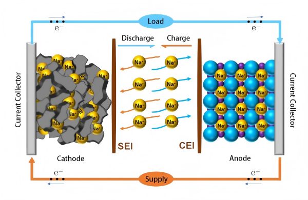 schematic diagram of sodium-ion battery working principle