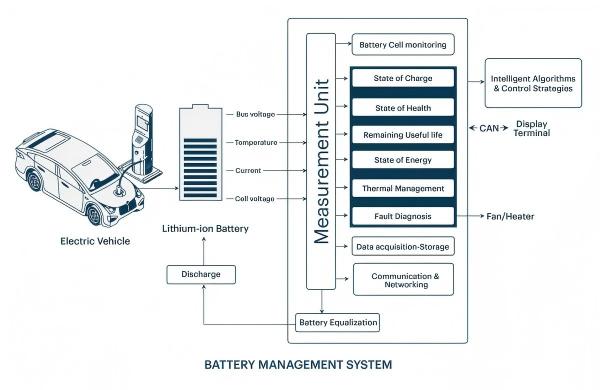 Figure 2 schematic diagram of a battery management system (BMS)