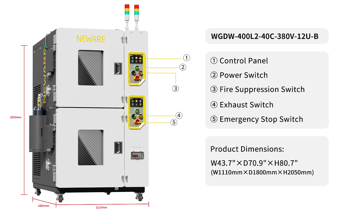 NEWARE-Environmental Test Chamber 400L Dual-Zone High and Low Temperature All-in-One Battery Testing System