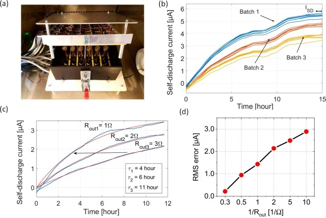 Self discharge current across cell batches